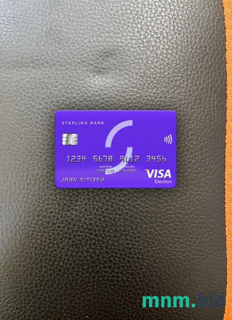 United Kingdom Starling bank visa karta elektronowa wygląd fotograficzny skan PSD + zdjęcie